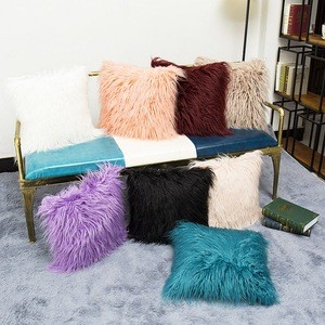 Nordic Soft Plush Pillow Cover Faux Fur Throw Pillow Cover Solid Color Cushion Case for Home Decoration Long Plush Pillowcase