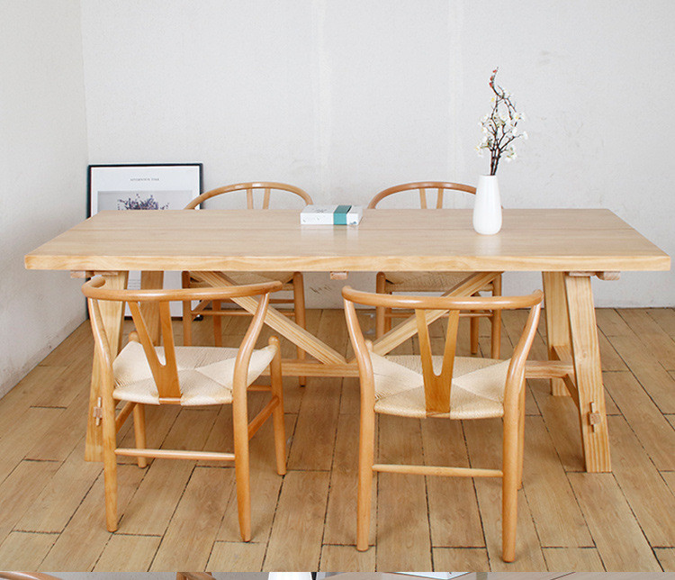Buy Nordic Solid Wood Rectangular Dining Room Furniture Simple Log ...