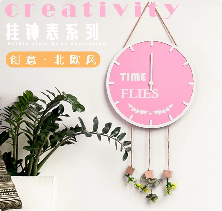 Ns creative bedroom clock wooden round wall clock scan mute interior wall decoration