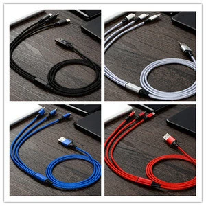 OEM Aluminum Nylon Braided USB Cable type c cable 3 in 1 usb cable keychain for phone high quality
