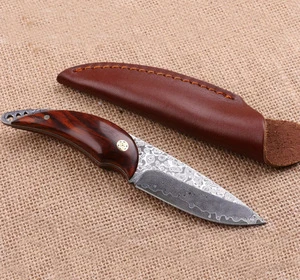 OEM combat fixed knife type with damascus steel blade material