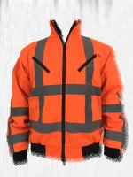 OEM custom polyester hi vis orange winter coat for men construction work road safety reflective workwear