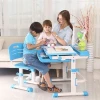 OEM Pink children furniture,adjustable children desk with bookrack and lamp