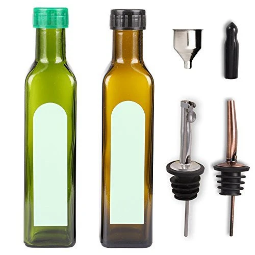 Olive Oil Dispenser-4 Pack Oil and Vinegar Dispenser Set(17OZ) Oil and Vinegar Bottle Set with 1 Stainless Steel Funnel
