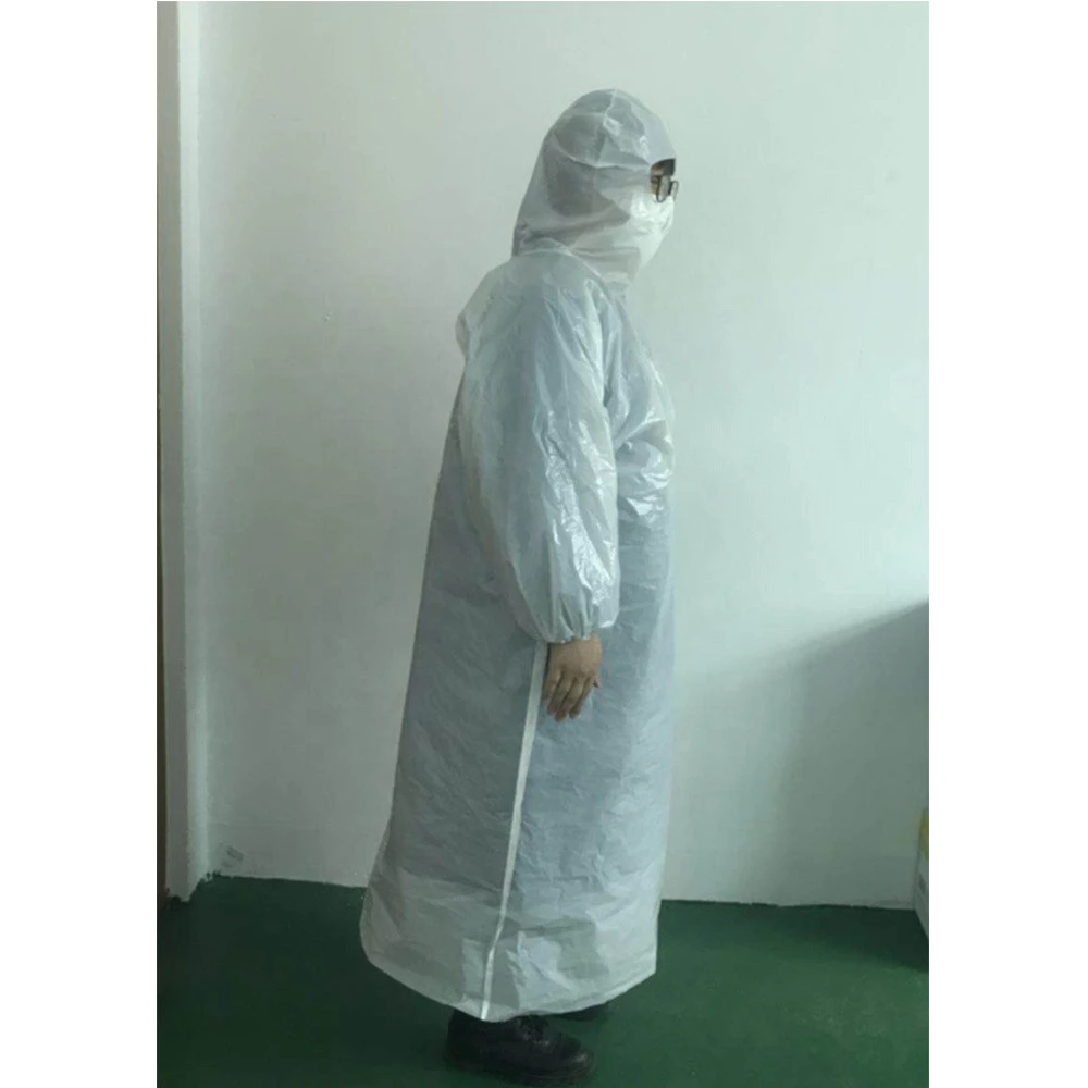 One-time use Raincoat PE Plastic Non-woven Disposable Protective Clothing
