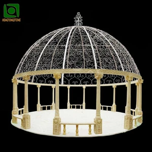 Outdoor Marble Stone Garden Gazebo With Metal Roof