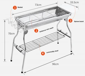 Outdoor Sliver Stainless Steel Charcoal BBQ Grill