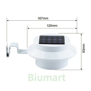 Outdoor Solar Energy Gutter LED Lamp White Sun Power Smart Solar Night Light Solar Gutter Light