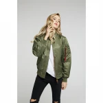 Oversized blank black nylon military  plain high quality ma1 pilot flight bomber jacket