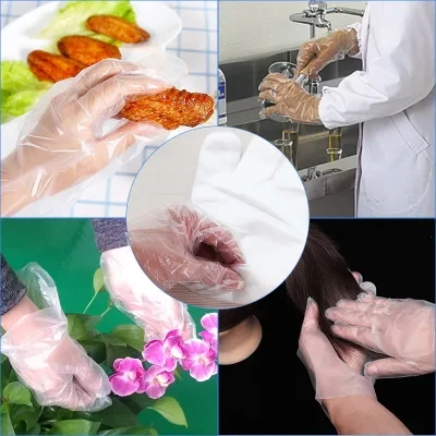 PE Gloves Food Vegetables Service Transparent PE HDPE LDPE Plastic Disposable Gloves