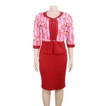 Pencil Skirt Commute Two Piece Suit Africa Plus Size Print Dress Office Lady Clothing Set