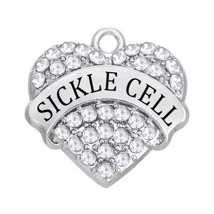Personalized Custom Made Letters Sickle Cell Pave Hearts Crystal Charms & Pendants Jewelry Accessories Wholesale