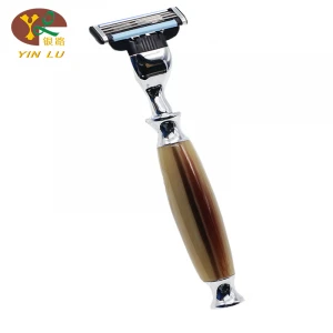 personalized mens shaving razors in triple blade custom straight wood finish razor handle