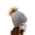 Import pink winter knitted beanie with large fur ball winter beanie custom knit hat woman ladies beanie from China