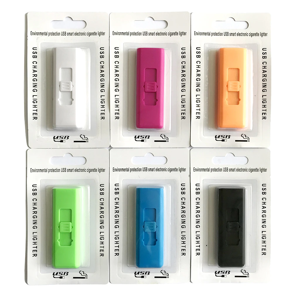 Plastic Electric Lighter with LED Light USB Rechargeable Windproof Cigarette Lighter Nice Package Custom logo Lighter