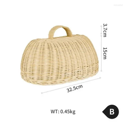 Plates Vintage Handmade Rattan Oval Cover Home Kitchen Restaurant Leftovers Buckle Dish Lid Tray Fruit Plate Display Stand Decor