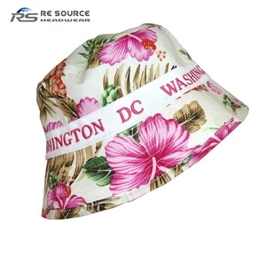 popular custom flower printed leisure sunscreen bucket hats for ladies caps