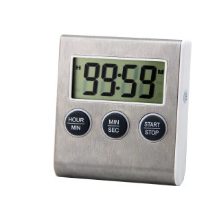 Popular Digital Count Down Magnetic Kitchen Timer with Alarm Function and Stainless Steel Plate
