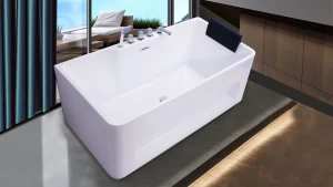 Portable Design Acrylic Bathroom Freestanding Soaking Bathtub with a Comfortable PU Pillow