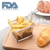 Premium 4inch Table Serving Mini Square Stainless Steel Fryer Basket