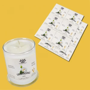 Private label massage candle packaging remind label adhesive vinyl sticker custom