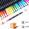 Professional Manufacture Cheap 100 Colors Dual Tips watercolor Brush Pens Art Markers with EN71 MSDS ASTM