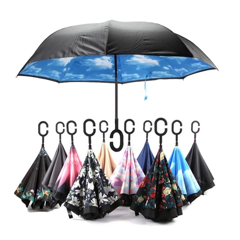 Promotional inverted inside out double layer upside down unbrella