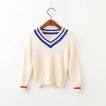 QK550 2017 autumn new fashion boys v-neck sweater baseball style Children's sweater wholesale