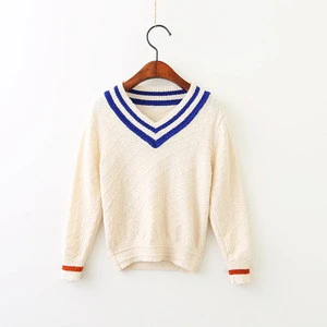 QK550 2017 autumn new fashion boys v-neck sweater baseball style Children&#039;s sweater wholesale
