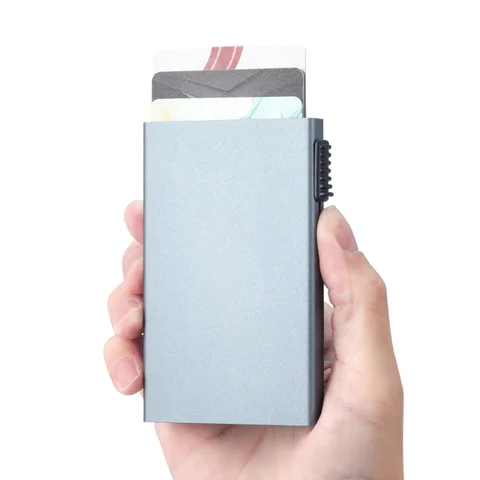 Ready to Ship Hot Sale Metal RFID Anti Theft Pop Up Automatic Business Aluminum Wallet Card Holder