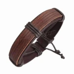 real leather bracelets Cowhide with Waxed Cotton Cord adjustable more colors for choice 13mm Length:7.5 Inch 948604