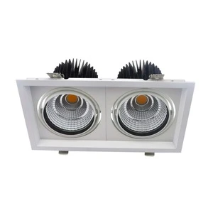 Rectangular Grille Light Recessed LED Downlight Double Headed 2X25W Grille Spotlight for Shopping Mall