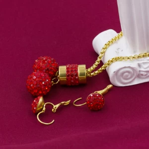 Red beads necklace costume jewelry set