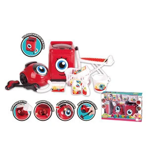 Red Kids Pretend play clean Accessories set  Children Mini Home Appliance Toys with wash machine Vacuum Cleaner For Baby Toys