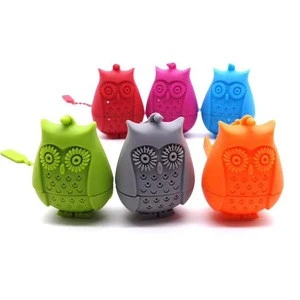 Reusable Safe Loose Leaf Tea Bags Strainers Filters Food Grade Cute Silicone Owl Tea Infusers BPA free