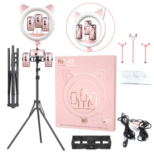 RK45 cat shape 20inch Ring fill light Photography studio selfie led makeup led ring light with tripod stand for YouTube Video