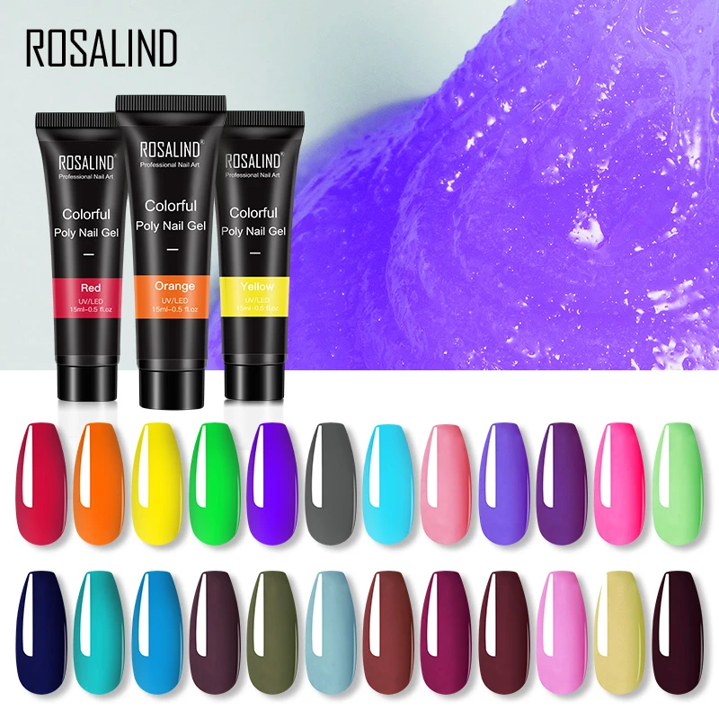 Rosalind oem custom logo 15ml soak off long lasting quick extension gel polish colorful poly nail art gel acrylic gel polish