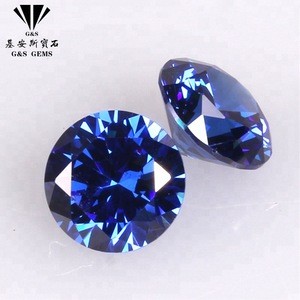 Round cut synthetic artificial loose cubic zirconia gems gemstone 8mm blue sapphire amethyst color cz stone