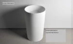 Round standing solid surface basin modern bathroom sink,white artificial stone pedestal sink.