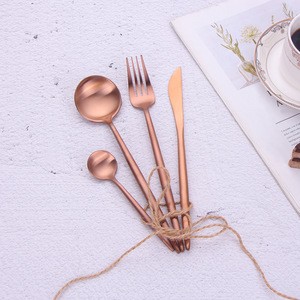 Royal dinner knife spoon and fork stainless steel rose gold cutlery set