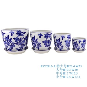 Rzto13-a/B/C/D/E/F/G Blue and White Flower Pot with Saucer