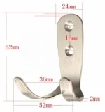 Screw In Double Prongs Stainless Steel Bedroom Shower Room Robe Clothes Coat Towel Robe Hook