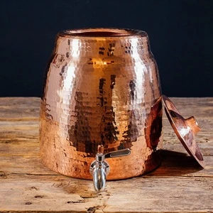 Sertodo Copper WD-N Niagara Water Dispenser with Lid, Hand Hammered 100% Pure Copper, 9.5 Liters Capacity