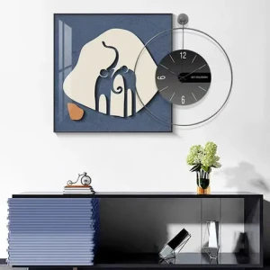 Simple Elephant Quiet Clock Wall Hanging Restaurant Decoration Clock Modern Luxury Dining Table Wall Art Painting