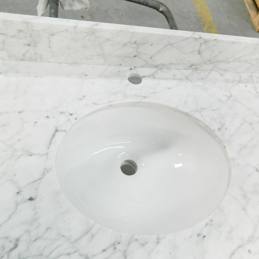 Small Size Carrara White Marble Vanity Top With Sink