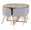 smart furniture space saving round 4 seater dining table set wooden dining room furniture dining tables and chairs set