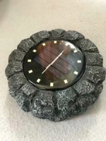 Solar 5 8 12  led faux rock disk ground lawn pathway landscape decorative light lamp