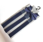 solid colour men's belt bowtie set men suspenders polyester Y-back braces adjustable elastic