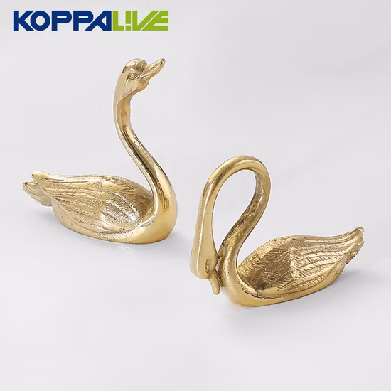 Koppalive Solid Brass Little Swan Drawer Knobs Furniture Animal Cabinet Swan Knob
