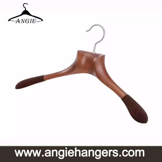 Luxury Wood Hangers: Nut-Brown Wooden Top Garment Hangers Wide Velvet Shoulder for Coat/Suit/Jacket/Hotels/Clothing Display